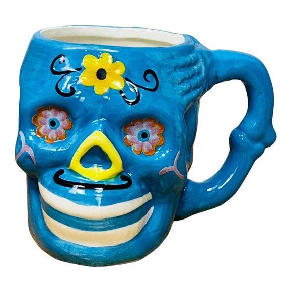 Pappasito's Cantina Day of The Dead 3D Skull Mug Blue EUC - Picture 12 of 12
